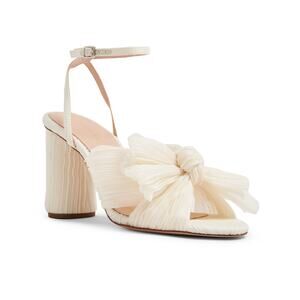 Loeffler Randall Ivory Camellia pleated-bow 90mm sandals size 12 B